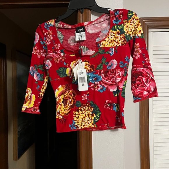 NWT Dolce & Gabbana Multi T-Shirt Floral Size 38 XS Top - Picture 1 of 7